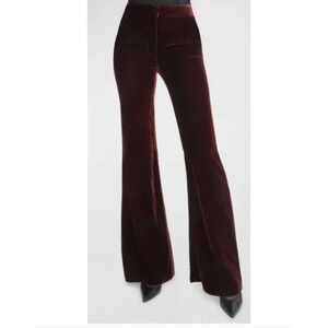Veronica Beard Lebone High Rise Velvet Wide Leg Pant Merlot 4